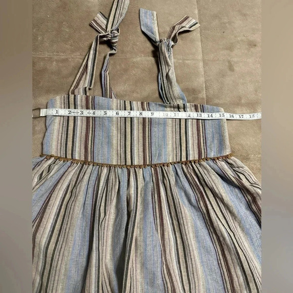 Altar’d State Tank Size Small Peplum Tie Straps Blue Brown Cotton - Picture 2 of 7